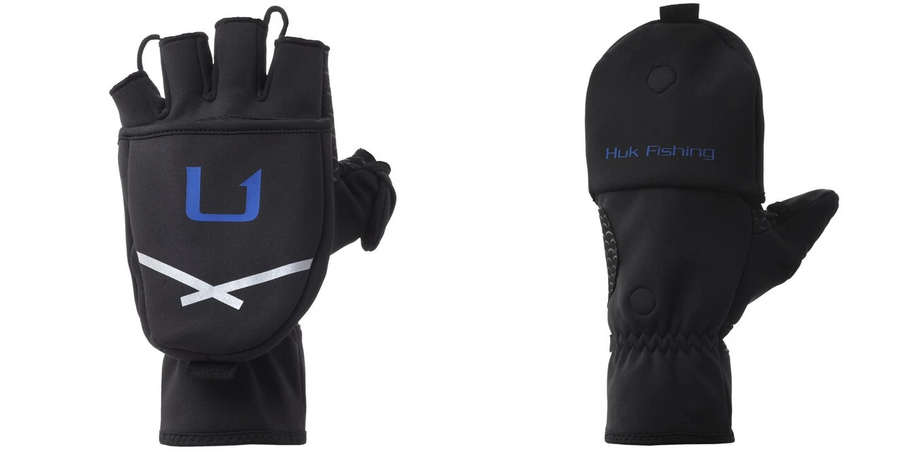 HUK Windproof Softshell Flip Mitt Black H3000284-001-CHOOSE YOUR SIZE!