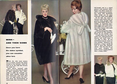 1961 TV ARTICLE / DON BACHELIS MINK / FUR COATS / JAN STERLING & LISA KIRK