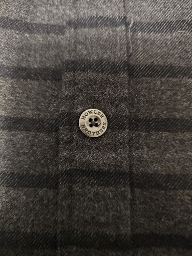 Camicia Howler Brothers grigia a righe in flanella pesante con bottoni manica lunga 2XL - Foto 10 di 16