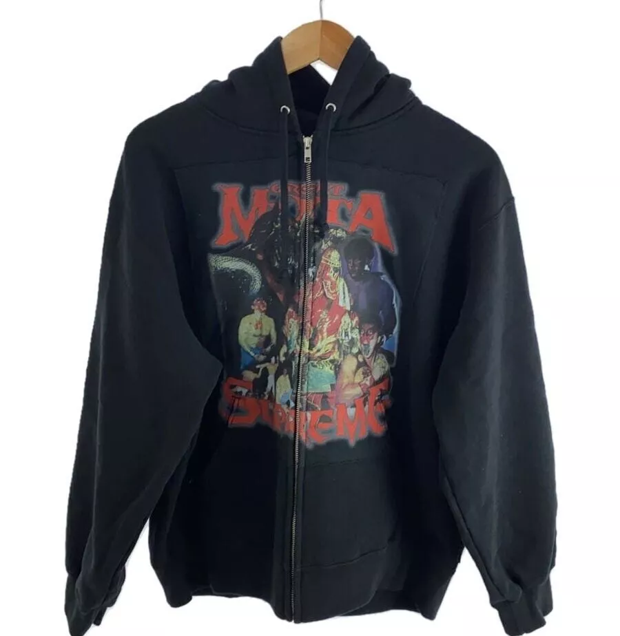 Rare sweat à capuche zippé SUPREME 23AW Muta Up coton occasion du Japon taille S