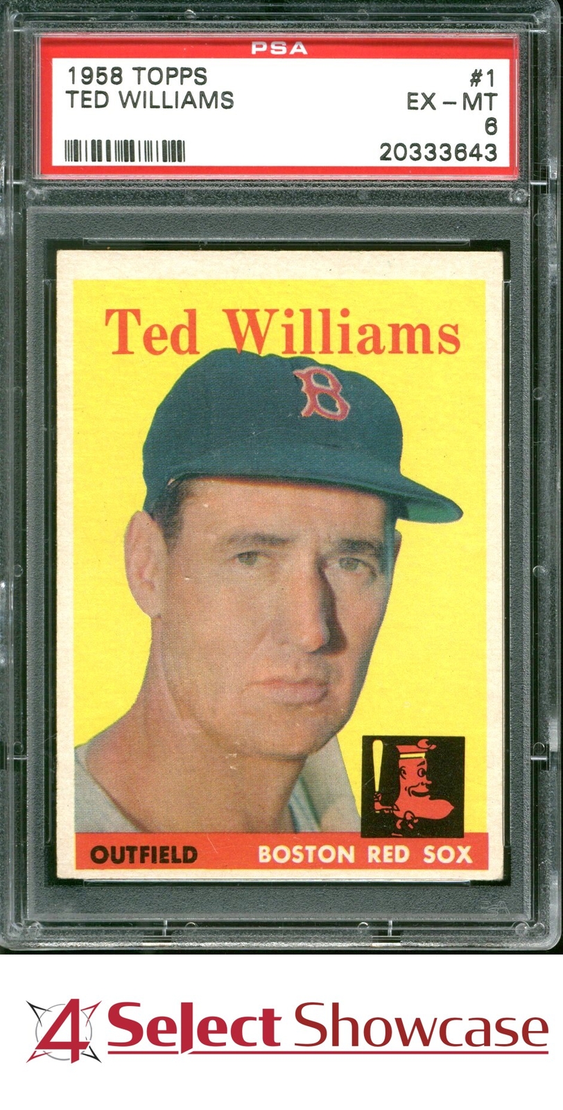 1958 TOPPS #1 TED WILLIAMS RED SOX HOF PSA 6