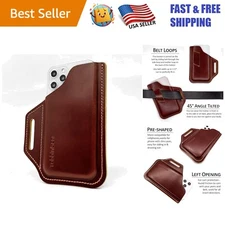Durable Coffee Leather Cell Phone Holster - Fits All Smartphone Sizes With Style