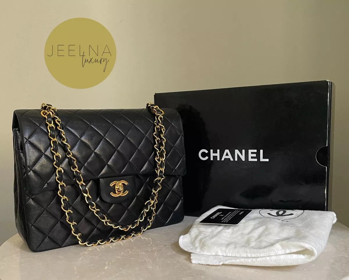 Chanel Classic Double Flap Black Napa Leather 23cm 24K GPHW Bag 1997-99