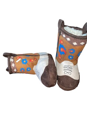 lazy one flower girl boots slippers kids sz S 4-9 Sherpa Line Western - Main Image