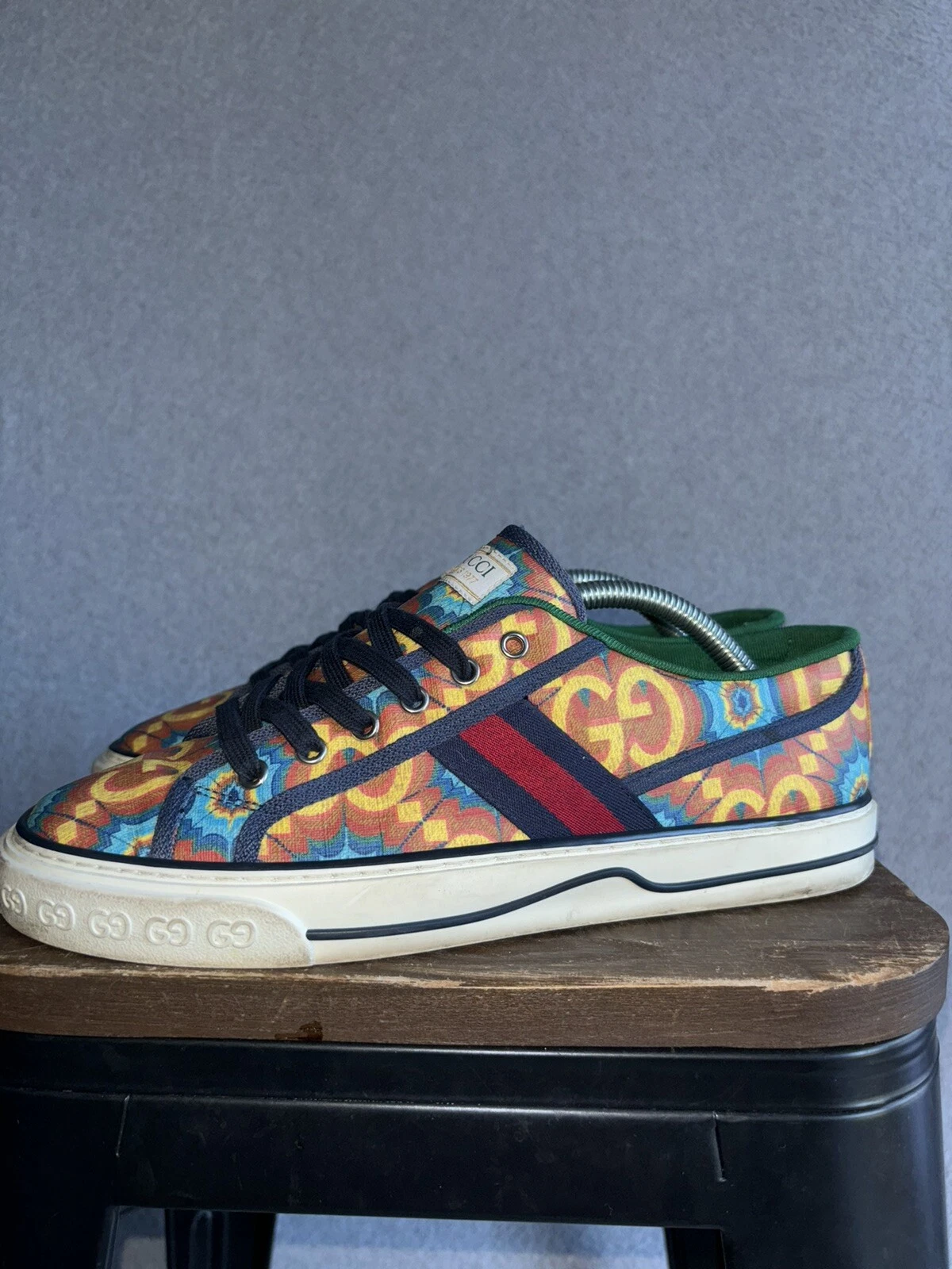 Baskets kaléidoscope tennis toile multicolore Gucci 1977 taille 7 taille A 9,5 M