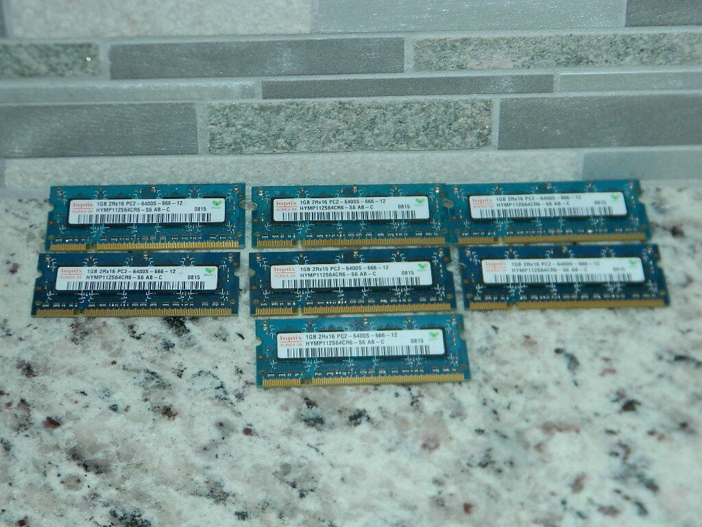 7X HYNIX 1GB 1RX16 PC2-6400S-666-12 MEMORY RAM HYMP112S64CR6-S6 LOT OF 7