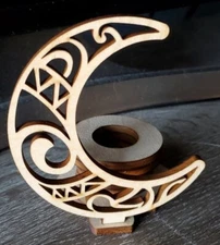 Cresent🌙Moon Wooden SPHERE Stand Crystals Towers Spirituality Boho Decor