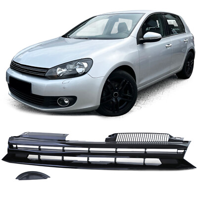 Kühlergrill ohne Emblem Schwarz Glanz passend für VW Golf 6 08-12