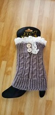 Cable Knit 100 Acrylic Boot Cuff Topper In Khaki Color "NEW"