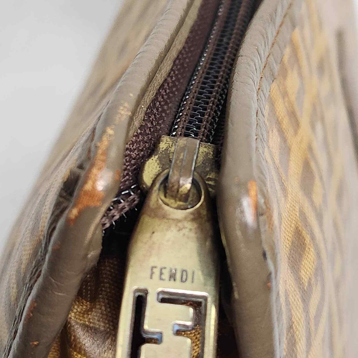 Vintage Fendi Clutch Handbag Zucchino FF Logo ZUCCA Bag