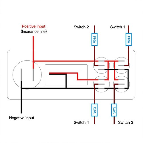 4 Gang LED Toggle Switch Panel Voltage + QC 3.0 USB Charger for Car Marine Truck - Picture 12 of 13