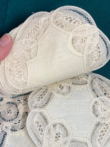 Juego de 6 posavasos hechos a mano de encaje real Bruselas vintage hechos en Bélgica - NUEVO - Imagen 23 de 24