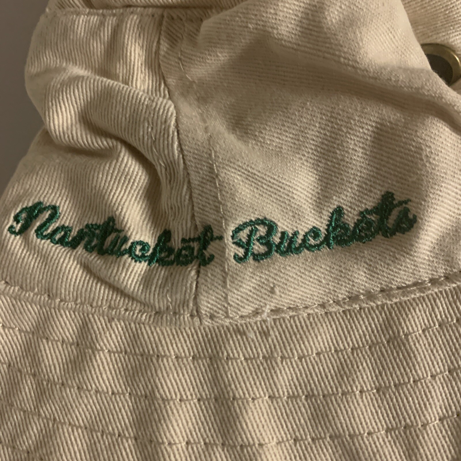 Nantucket Bucket Hat White W/Green Brim Embroidered Name New With Tag Golf