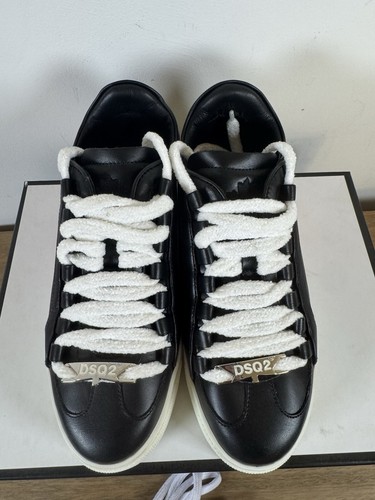 Dsquared2 Lace Up Low Top Sneaker Shoes Trainers Black White 35 UK 2 Canada Team - Imagen 9 de 10