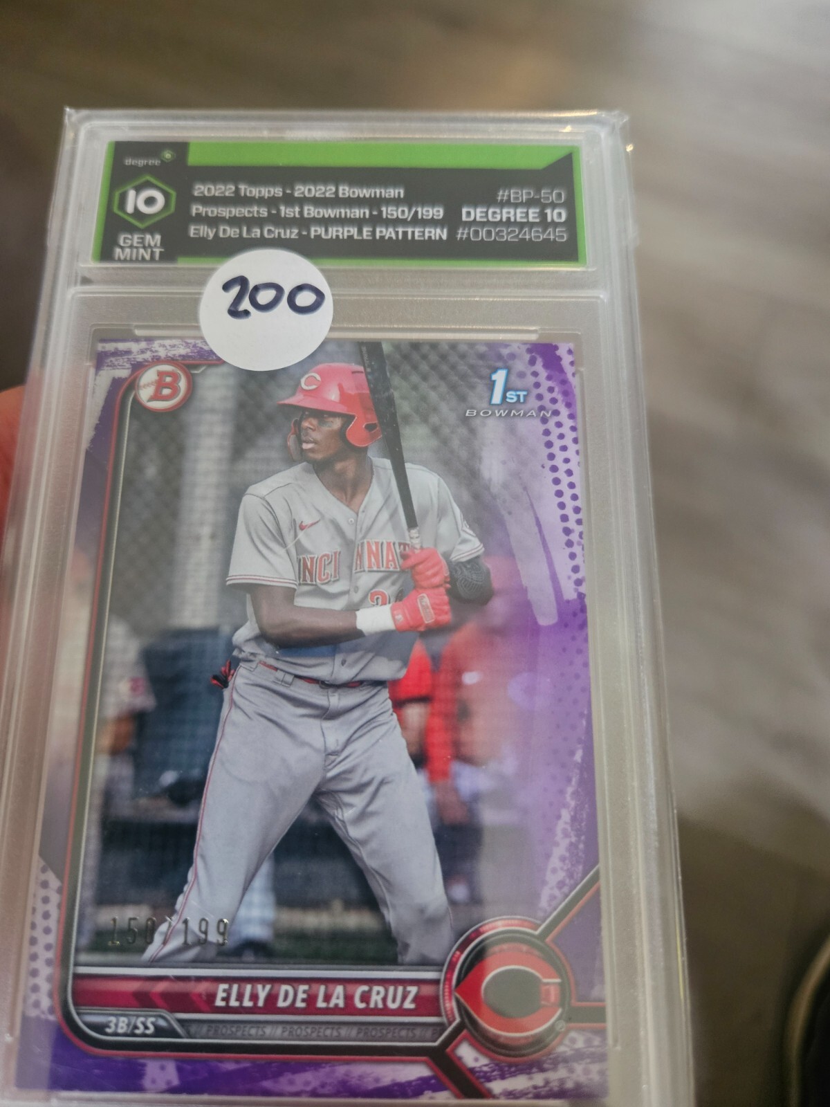 2022 Bowman - Prospects Purple Pattern Border #BP-50 Elly De La Cruz /199 (RC)