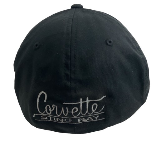 Corvette Hat Cap Chevrolet Flexfit Lot o 2 Black White Stingray L/XL Embroidered - Picture 6 of 14