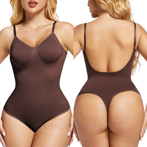 Body para mujer espalda baja control abdomen sin costuras espalda sin espalda modelador calzoncillos top - Imagen 39 de 44