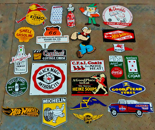 Lot of 24 Porcelain Enamel Signs – Mixed Designs Vintage Style single sided