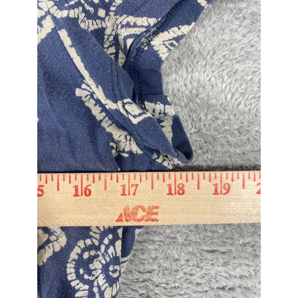 Top Boho Campesino Mujer XL Sonoma Azul Blanco Estampado Hombro Descubierto Festival Foto 4 de 4