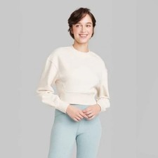 Cropped Crewneck Pullover Sweatshirt Wild Fable Target Cream XXS