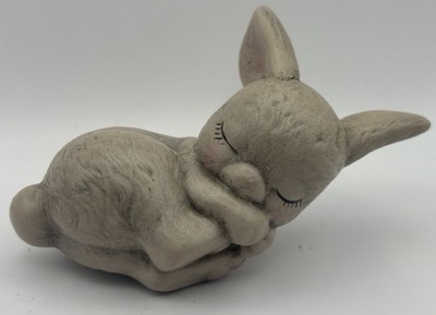 Vintage Sleeping Bunny Figurine Ceramic Rabbit Hand Painted