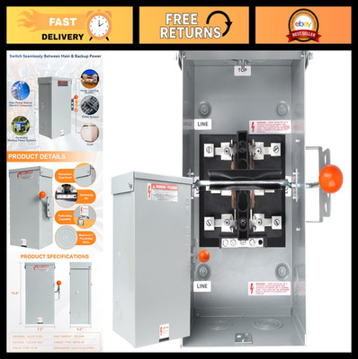 100A Heavy Duty Generator Transfer Switch, 24000W Manual Double Throw, NEMA 3R O