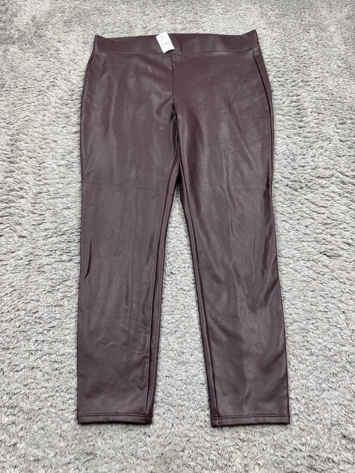 Loft Leggings Women Large Cherry Red Faux Leather Skinny Ankle Pull On Pants NWT