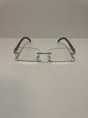 cartier rectangle rimless Wooden Arm Glasses