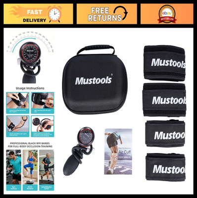 #ad 4 Pack Blood Flow Restriction Bands with Pressure Gauge Occlusion Cuffs for Ar $173.99