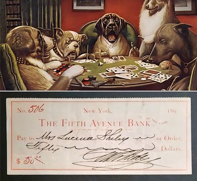 Signed CASSIUS MARCELLUS COOLIDGE 1891 Check 19thC Victorian, Dogs Playing Poker