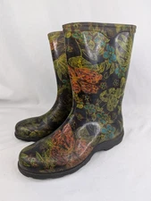 Boots SLOGGERS Waterproof 5002BK10 Black Garden Print USA Size 8