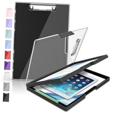 Sooez Clipboard with Storage, Heavy Duty Cleaview Clip Boards 8.5x11 with Black