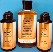 NEW MEN'S WHISKEY RESERVE 3PC GIFT SET Bath Body Works SHIPS FREE