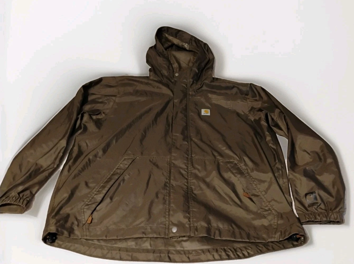 Carhartt Jacket Mens XL Green Storm Defender Hooded Waterproof Rain Workwear
