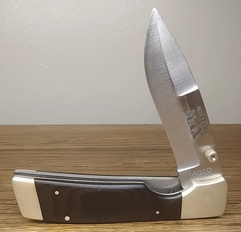 Navaja de bolsillo rara MILITARY MAX de Sarco Lock Blade 440 acero inoxidable Japón Foto 3 de 4