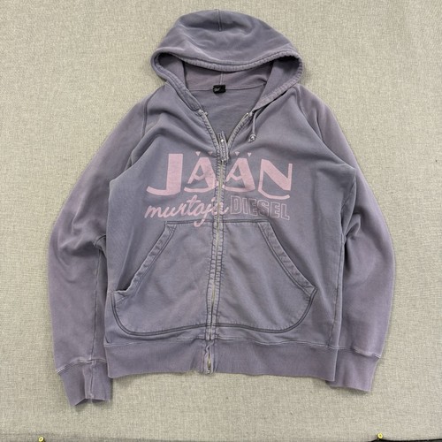 Diesel, Y2K Diesel Hoodie Full Zip Mens XL Purple Jaan Murtaja Graphic Fleece Vintage