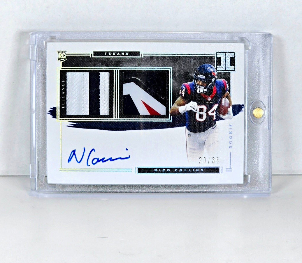 2021 Impeccable RPA Nico Collins /35 Elegance Double 3-Color Patch  EX Condition