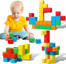 Magnetic Blocks, 1.41 Inch Large Magnetic Building Blocks for Toddlers 3 4 5 6 7