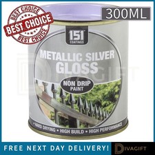 151 SILVER METALLIC GLOSS PAINT 300ML FOR WOOD METAL INTERIOR EXTERIOR NON-DRIP