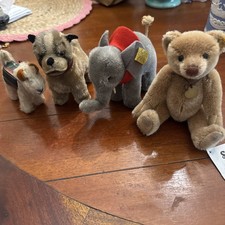 Lot Of 4 Steiff, Bear, Elephant, Dog And Ginny Dog