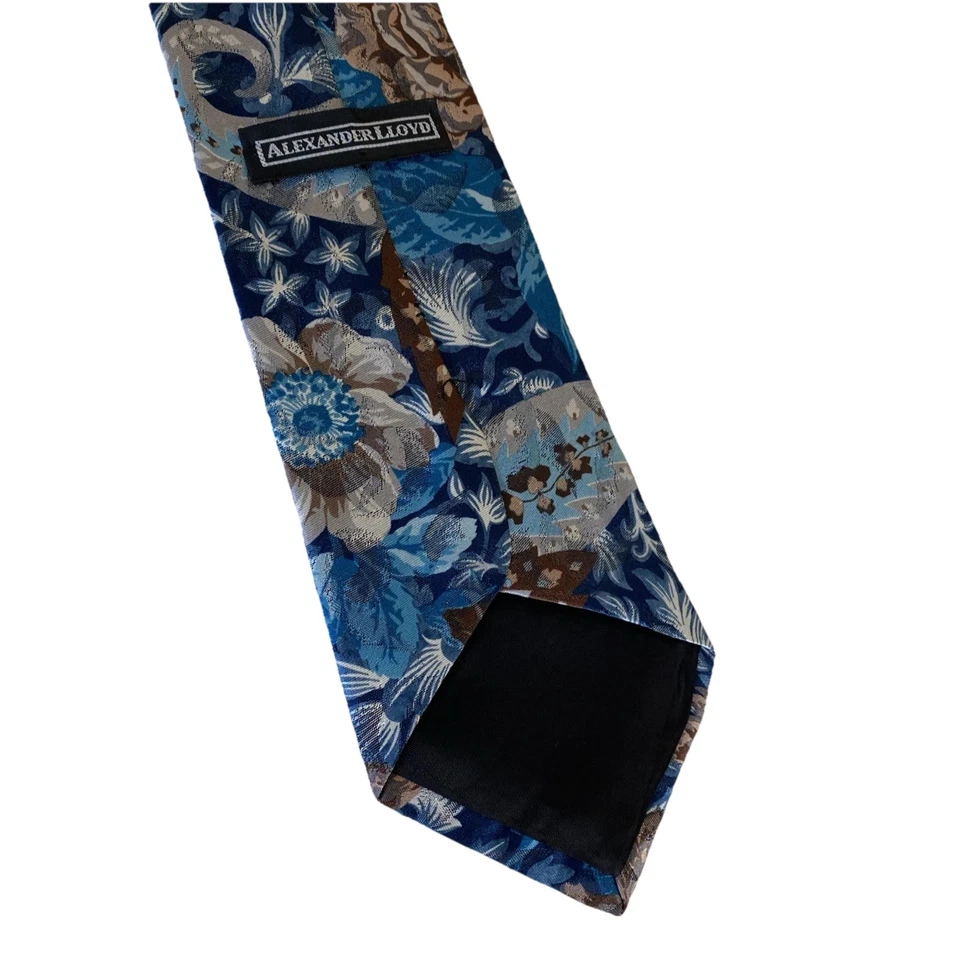 "Corbata de cuello largo vintage floral para hombre azul marino poliéster clásica 64"" ENVÍO GRATUITO" Foto 3 de 4