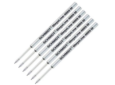 Schmidt 4889 MegaLine Pressurized Ball Point Refill Black Ink Medium 6 PCS