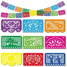 18 FT Cinco De Mayo Party Decorations, Fiesta Banner with 9 Plastic Papel Picado