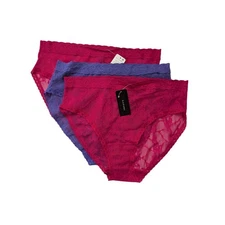 Natori 776303 Bliss Allure Stretch Lace Brief 3 Pair One Size Purple Red NWT