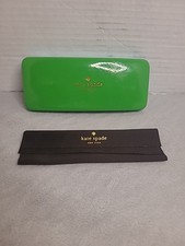 Kate Spade Hard Clamshell Eyeglass Case Only Green/ Blue Eyes Inside w/ Cloth