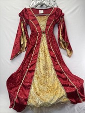 Girls Red  Gold Medieval Renaissance Costume Dress Size Medium 6-7