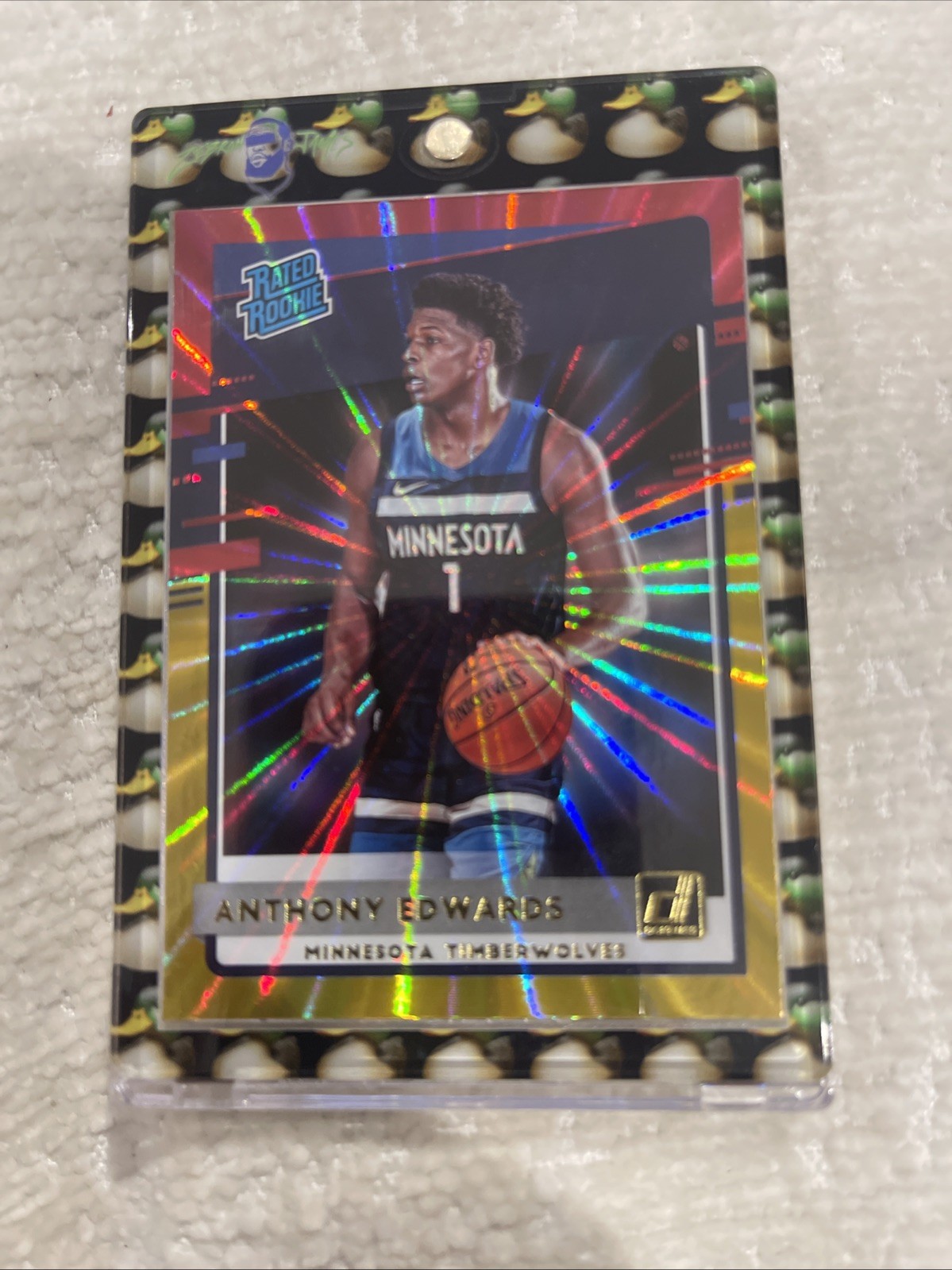 2020-21 Panini Donruss - Rated Rookies Anthony Edwards #201 Red & Gold Laser RC