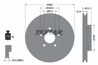 2x TEXTAR Bremsscheibe 92303405 für FORD