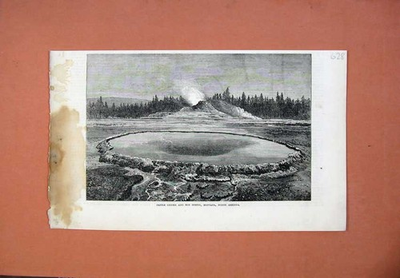 #ad Old Antique Print 1873 Castle Geyser Hot Spring Montana South America Art 19th GBP 21.00