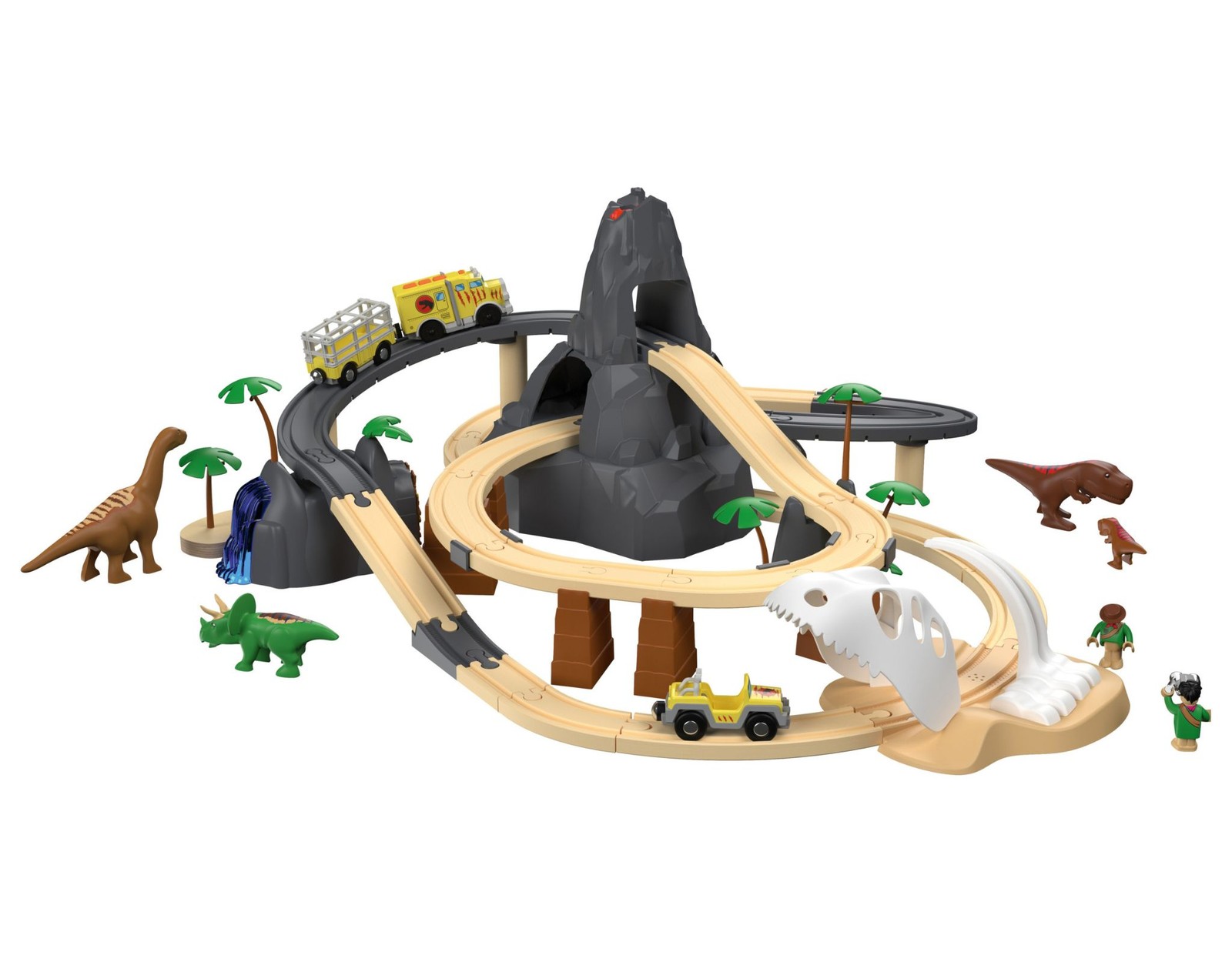 Lupilu Holz Eisenbahn Set XL Dinoland Buchenholz Spielzeug Kinderbahn 3+